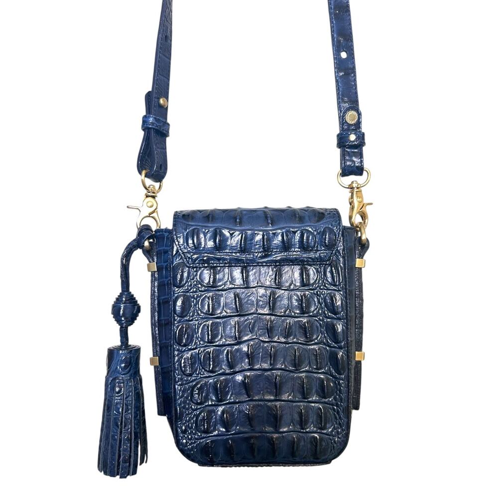 Brahmin, 'Sloane' Croc Small Camera, Phone Bag, Navy Melbourne, Genuine Leather - Picture 6 of 14